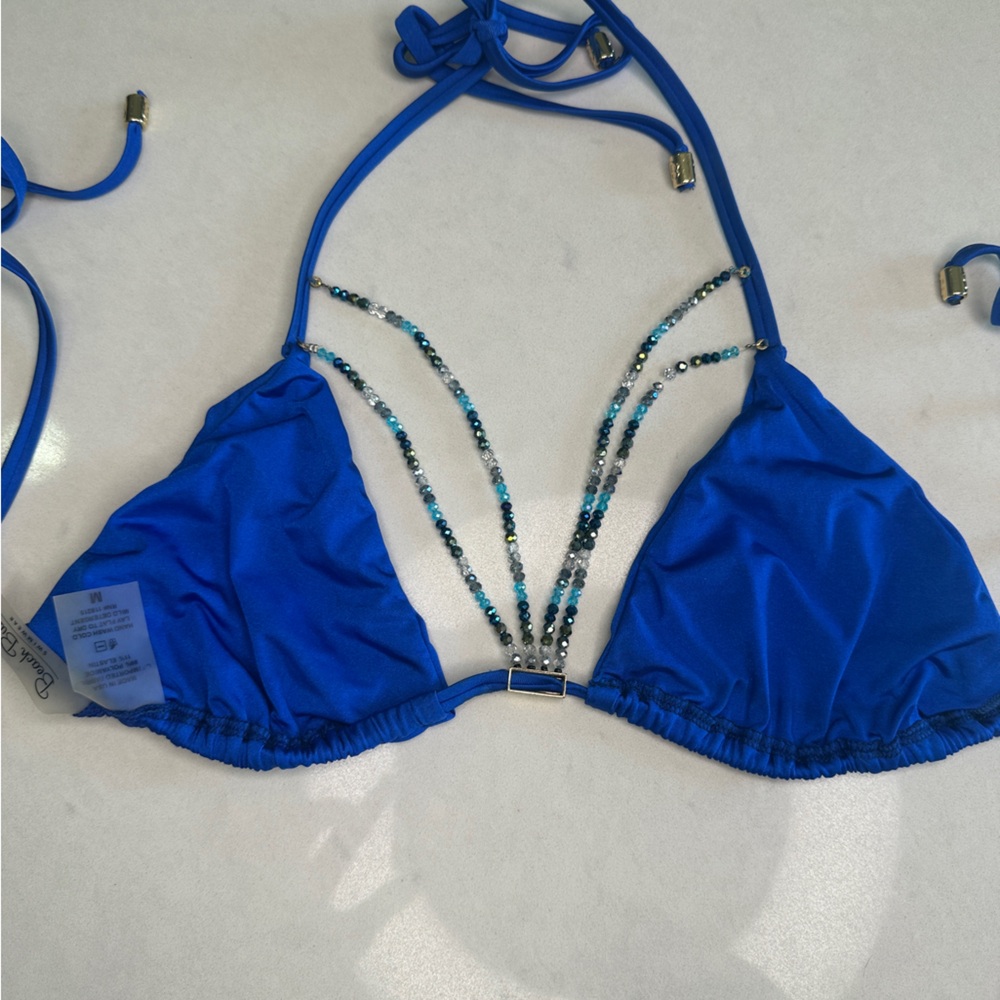 Beach Bunny Rare Beaded Sapphire Blue Bikini Luxury Swim Set | Size M & S - Picture 10 of 17